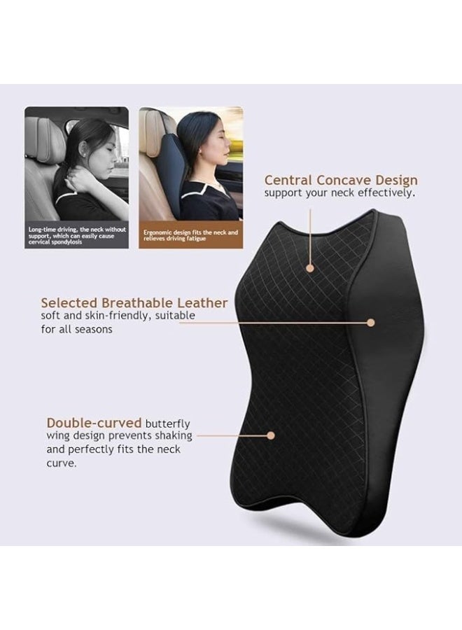 Set of 2 Premium Memory Foam Car Neck Pillows - Ergonomic Headrest Cushions for Driving Comfort and Neck Pain Relief - Durable Contoured Support for Car Seats - Image 2